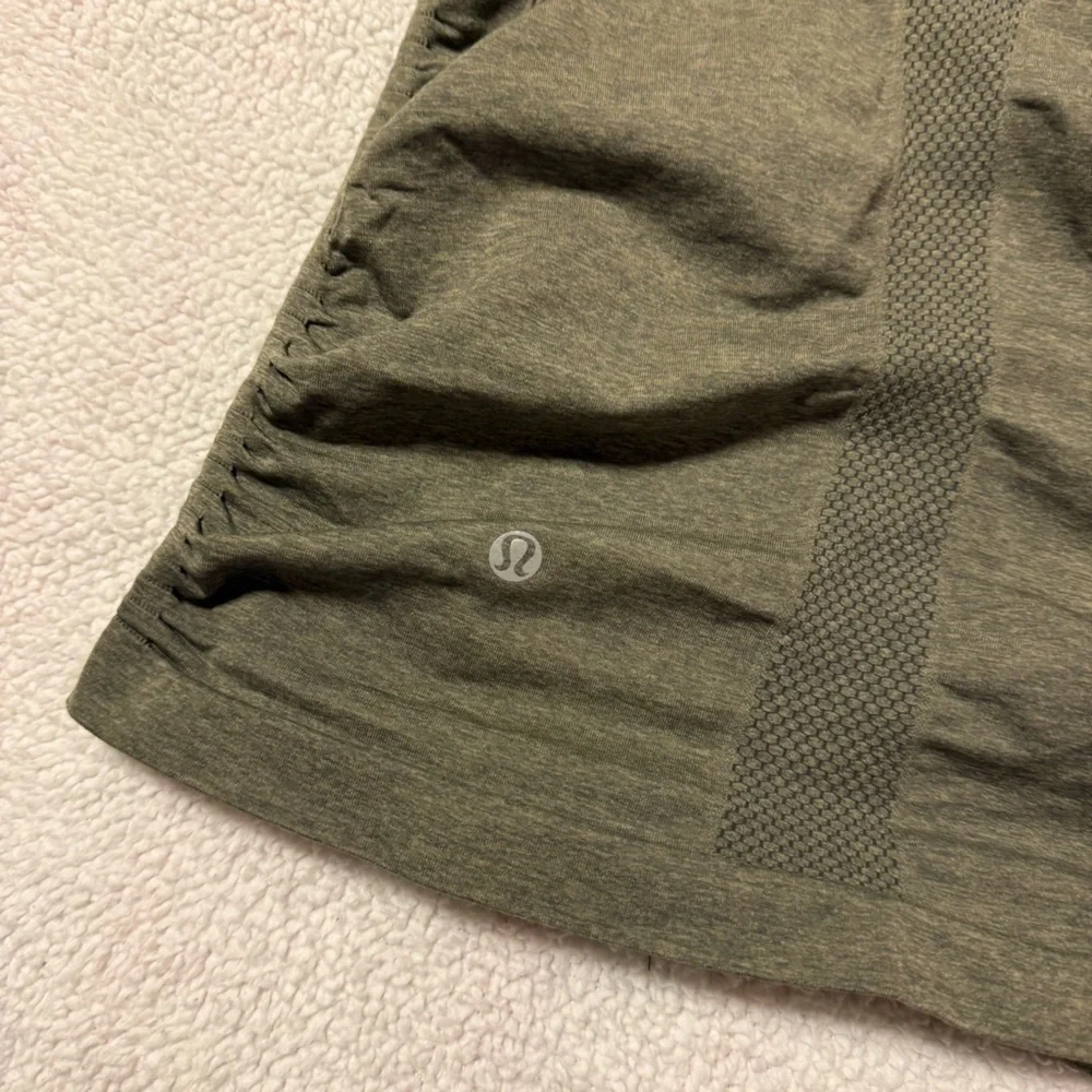 Lululemon In The Flow Ruched Tank Top Olive Heathered Fatigue Green